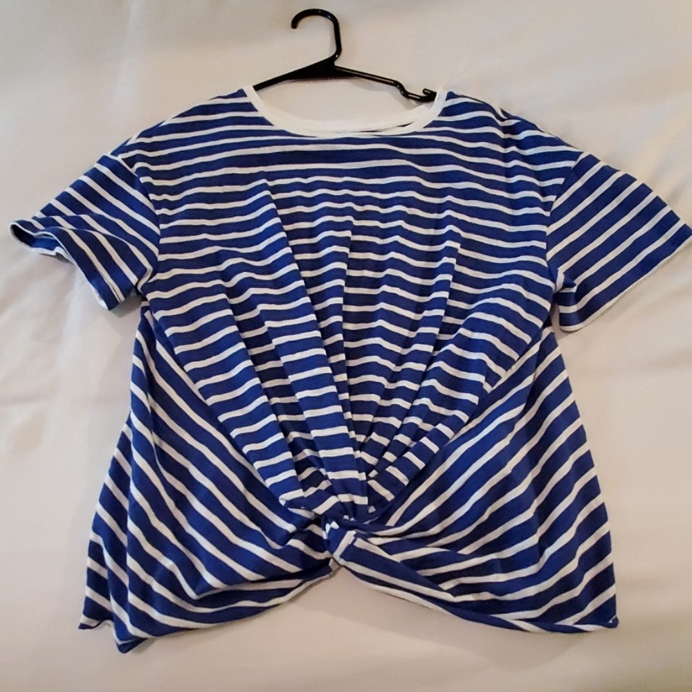 Blue and white striped shirt
